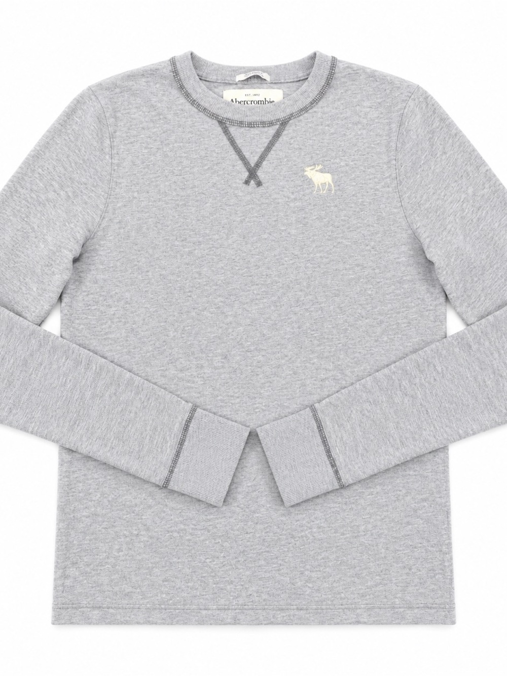 Abercrombie & Fitch Gray Heather Long-Sleeve Crewneck Top